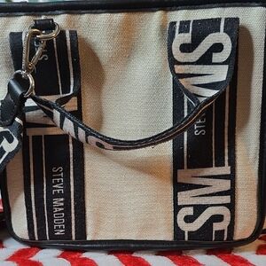 Steve Madden Black and White Canvas Tote